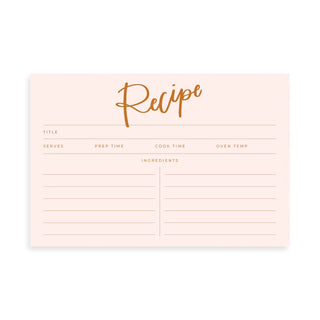 Recipe Cards Peach Script (Set Of 15 Cards)