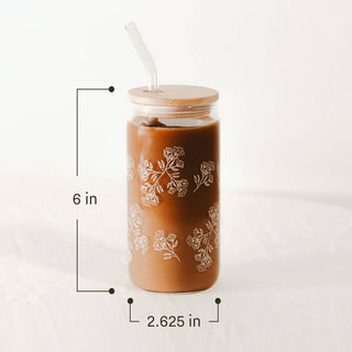 Holly Can Glass w/ Straw & Lid