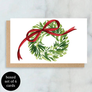 Wreath with Bow Mini Cards- Boxed Set of 6 | Blank Cards