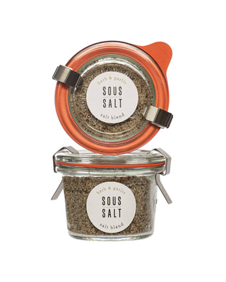 Sous Salt - Grey Salt Herb and Garlic Glass Jar