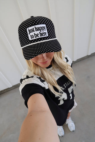 Just Happy To Be Here Polka Dot Patch Hat