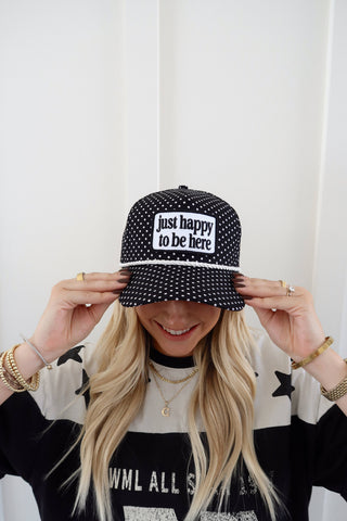 Just Happy To Be Here Polka Dot Patch Hat