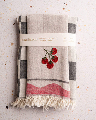 Olive & Loom - Tomato - Hand Stitched Kitchen Towel