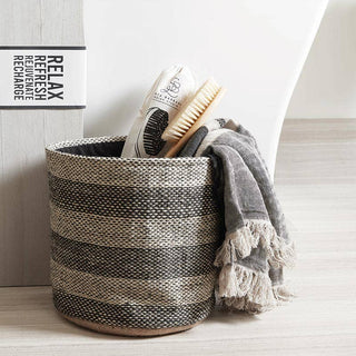 Jute Storage Basket - Natural + Grey