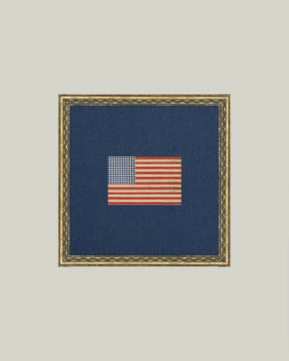 Gingham Flag Framed Antique Art