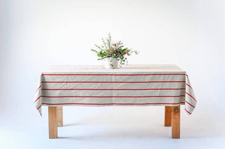 Galley and Fen - Red Striped Tablecloth