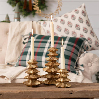 Gold Finish Christmas Tree Candle Holder