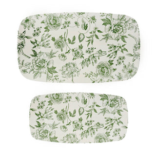 Green Delft Stacking Melamine Tray - Set of 2
