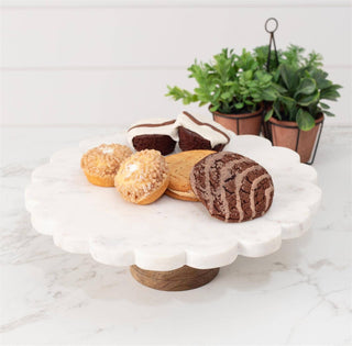 Scalloped Marble Cake Stand