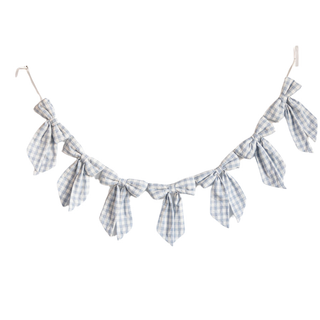 Baby Blue Gingham Fabric Bows garland