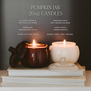 Warm and Cozy Soy Candle - 20oz Pumpkin Jar White