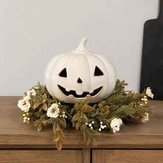 West Rowe - White Ceramic Fall Pumpkin