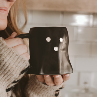 Black Ghost Coffee Mug - Halloween & Fall Decor
