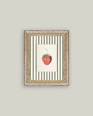 Strawberries on Stripes Framed Antique Art