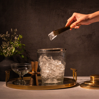 Pebbled Ice Bucket & Tongs Set