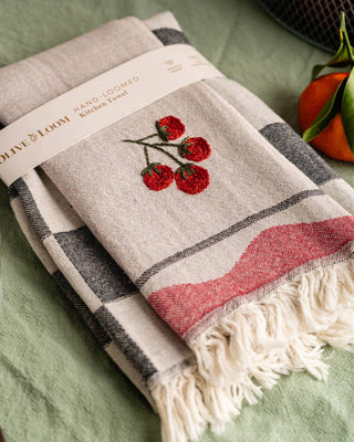 Olive & Loom - Tomato - Hand Stitched Kitchen Towel